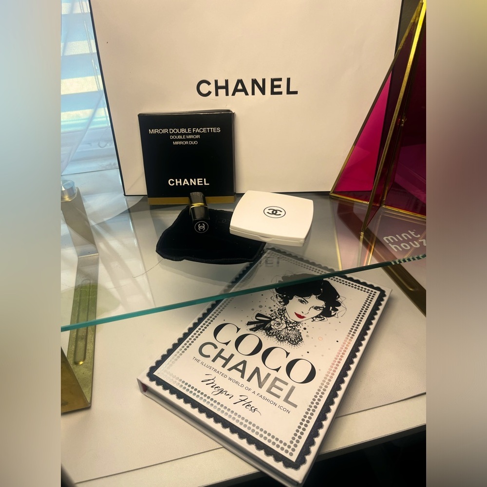 “HOSTPICK”CHANEL LIMITED EDITION DUO COMPACT DOUBLE FACETTE MIRROR W/Powder Puff